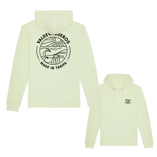 sudadera organica con capucha verde mar